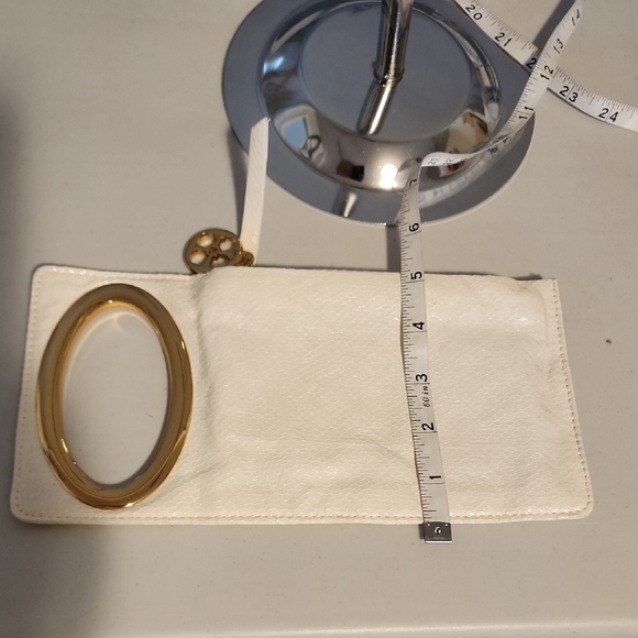 IMAN Vintahe White Clutch with Gold Accents - Picture 6 of 8